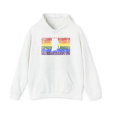 Rhode Island Pride Flag Hoodie: Rainbow LGBTQ+ State Silhouette Distressed Hooded Sweatshirt