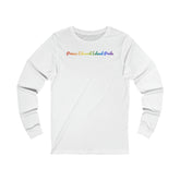 Prince Edward Island Pride Long Sleeve Tee: Flowing Cursive Design with LGBTQ+ Gradient