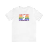New Jersey Pride Flag Tee: Rainbow LGBTQ+ State Silhouette Distressed Shirt