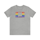 New Mexico Pride Flag Tee: Rainbow LGBTQ+ State Silhouette Distressed Shirt