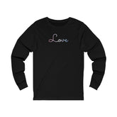 Bigender Love Script Long Sleeve T-Shirt: Subtly Elegant Pride Tee