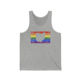 Ohio Pride Flag Tank: Rainbow LGBTQ+ State Silhouette Distressed Tank-Top