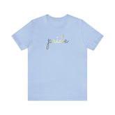 Demigender Pride T-Shirt: Flowing Cursive 'Pride' in Gradient Hues