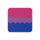 Bisexual Flag Coaster Set: 4 Corkwood Wavey Drink Coasters
