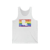 Louisiana Pride Flag Tank: Rainbow LGBTQ+ State Silhouette Distressed Tank-Top