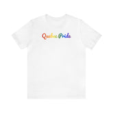 Quebec Pride T-Shirt: Flowing Cursive Design with LGBTQ+ Gradient