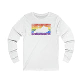 Kentucky Pride Flag Long Sleeve Tee: Rainbow LGBTQ+ State Silhouette Distressed Long Sleeve T-Shirt