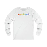 Kentucky Pride Long Sleeve Tee: Flowing Cursive Design with LGBTQ+ Gradient