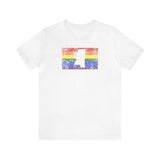 Mississippi Pride Flag Tee: Rainbow LGBTQ+ State Silhouette Distressed Shirt