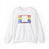 New Mexico Pride Flag Sweater: Rainbow LGBTQ+ State Silhouette Distressed Sweatshirt