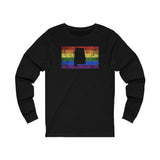Alabama Pride Flag Long Sleeve Tee: Rainbow LGBTQ+ State Silhouette Distressed Long Sleeve T-Shirt
