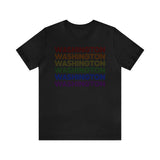 Washington LGBTQ+ Pride Flag, Faded Black T-Shirt