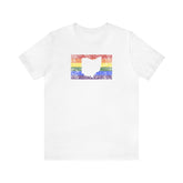 Ohio Pride Flag Tee: Rainbow LGBTQ+ State Silhouette Distressed Shirt
