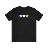 Genderqueer Flag Hearts T-Shirt: Pride LGBTQ+ Gradient Design