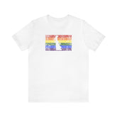 Delaware Pride Flag Tee: Rainbow LGBTQ+ State Silhouette Distressed Shirt