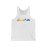 Alaska Pride Tank Top: Flowing Cursive Design with LGBTQ+ Gradient
