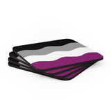 Asexual Flag Coaster Set: 4 Corkwood Ripple Drink Coasters