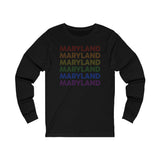 Maryland LGBTQ+ Pride Flag, Faded Black Long Sleeve Tee