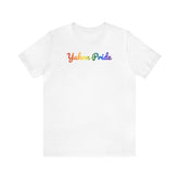 Yukon Pride T-Shirt: Flowing Cursive Design with LGBTQ+ Gradient