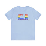 New York Pride Flag Tee: Rainbow LGBTQ+ State Silhouette Distressed Shirt