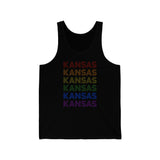 Kansas LGBTQ+ Pride Flag, Faded Black Tank-Top