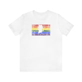 Rhode Island Pride Flag Tee: Rainbow LGBTQ+ State Silhouette Distressed Shirt