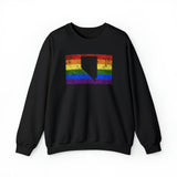 Nevada Pride Flag Sweater: Rainbow LGBTQ+ State Silhouette Distressed Sweatshirt