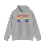 Utah Pride Flag Hoodie: Rainbow LGBTQ+ State Silhouette Distressed Hooded Sweatshirt
