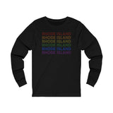 Rhode Island LGBTQ+ Pride Flag, Faded Black Long Sleeve Tee