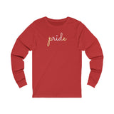 Pangender Pride Long Sleeve T-Shirt: Flowing Cursive 'Pride' in Gradient Hues