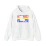 Louisiana Pride Flag Hoodie: Rainbow LGBTQ+ State Silhouette Distressed Hooded Sweatshirt