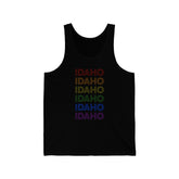 Idaho LGBTQ+ Pride Flag, Faded Black Tank-Top