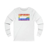 Tennessee Pride Flag Long Sleeve Tee: Rainbow LGBTQ+ State Silhouette Distressed Long Sleeve T-Shirt