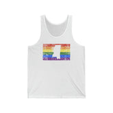 Mississippi Pride Flag Tank: Rainbow LGBTQ+ State Silhouette Distressed Tank-Top