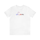 Polyamory Love Script Tee: Subtly Elegant Pride T-Shirt