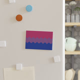 Bisexual Pride Flag Magnet: Wavey Rectangle Button for Fridge
