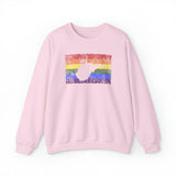 West Virginia Pride Flag Sweater: Rainbow LGBTQ+ State Silhouette Distressed Sweatshirt
