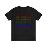 California LGBTQ+ Pride Flag, Faded Black T-Shirt