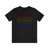 California LGBTQ+ Pride Flag, Faded Black T-Shirt