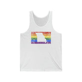 Missouri Pride Flag Tank: Rainbow LGBTQ+ State Silhouette Distressed Tank-Top
