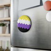 Nonbinary Pride Flag Magnet: Wavey Round Button for Fridge