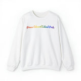 Prince Edward Island Pride Sweatshirt: Flowing Cursive Design with LGBTQ+ Gradient