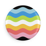 Queer Pride Flag Magnet: Ripple Round Button for Fridge