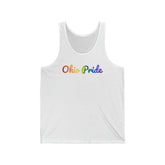 Ohio Pride Tank Top: Flowing Cursive Design with LGBTQ+ Gradient