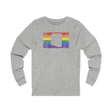Arizona Pride Flag Long Sleeve Tee: Rainbow LGBTQ+ State Silhouette Distressed Long Sleeve T-Shirt