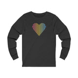 Pansexual Heart Lines Long Sleeve T-Shirt: Pride Gradient Tee