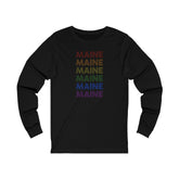 Maine LGBTQ+ Pride Flag, Faded Black Long Sleeve Tee
