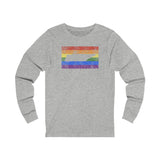 Tennessee Pride Flag Long Sleeve Tee: Rainbow LGBTQ+ State Silhouette Distressed Long Sleeve T-Shirt