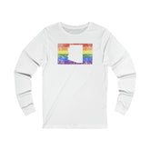 Arizona Pride Flag Long Sleeve Tee: Rainbow LGBTQ+ State Silhouette Distressed Long Sleeve T-Shirt