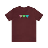 Polysexual Flag Hearts T-Shirt: Pride LGBTQ+ Gradient Design